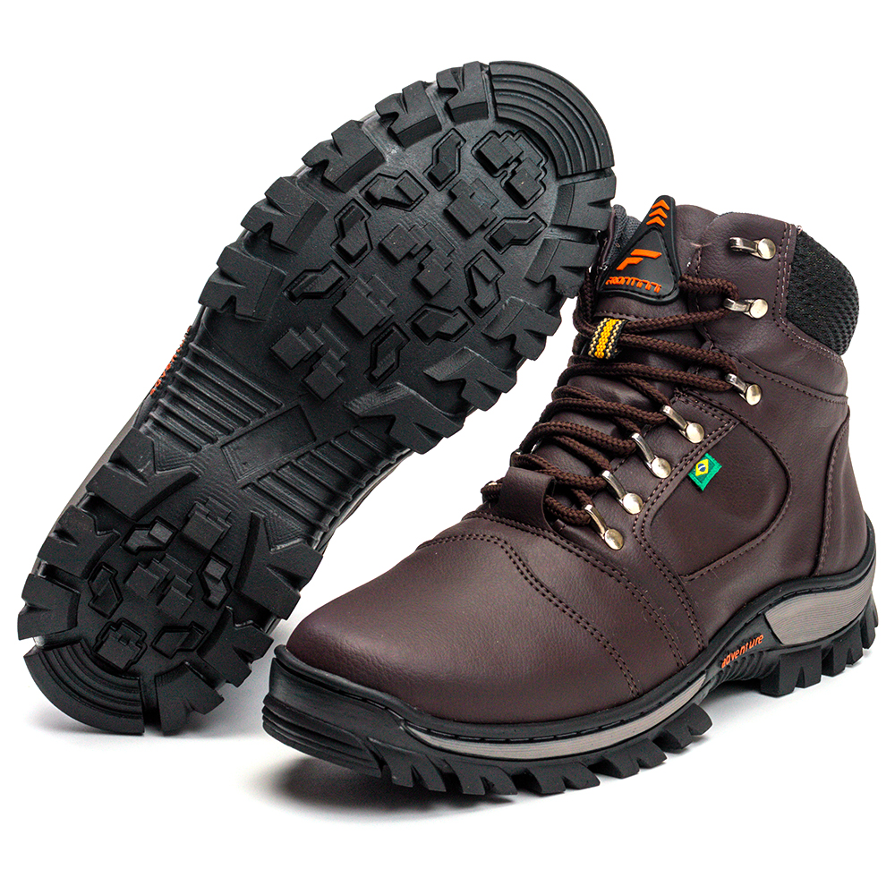 Bota Coturno Adventure Frontinni Cano Medio Detalhe Recortes E Sola